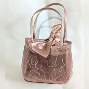 ❤️Victoria Secret Heart Embroidered Sheer Beauty Mesh Satin Handbag